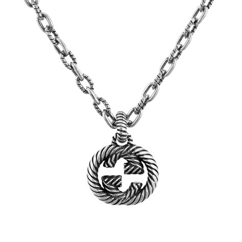 gucci interlocking g silver pendant|gucci interlocking g necklace gold.